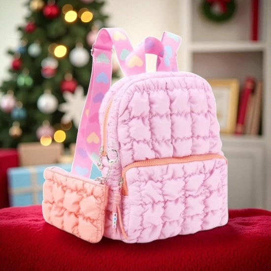 Quilted Scrunchies Mini Backpack w/ Coin Purse