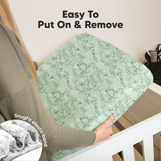 2-pack Organic Cotton Dino Fitted Crib Sheet