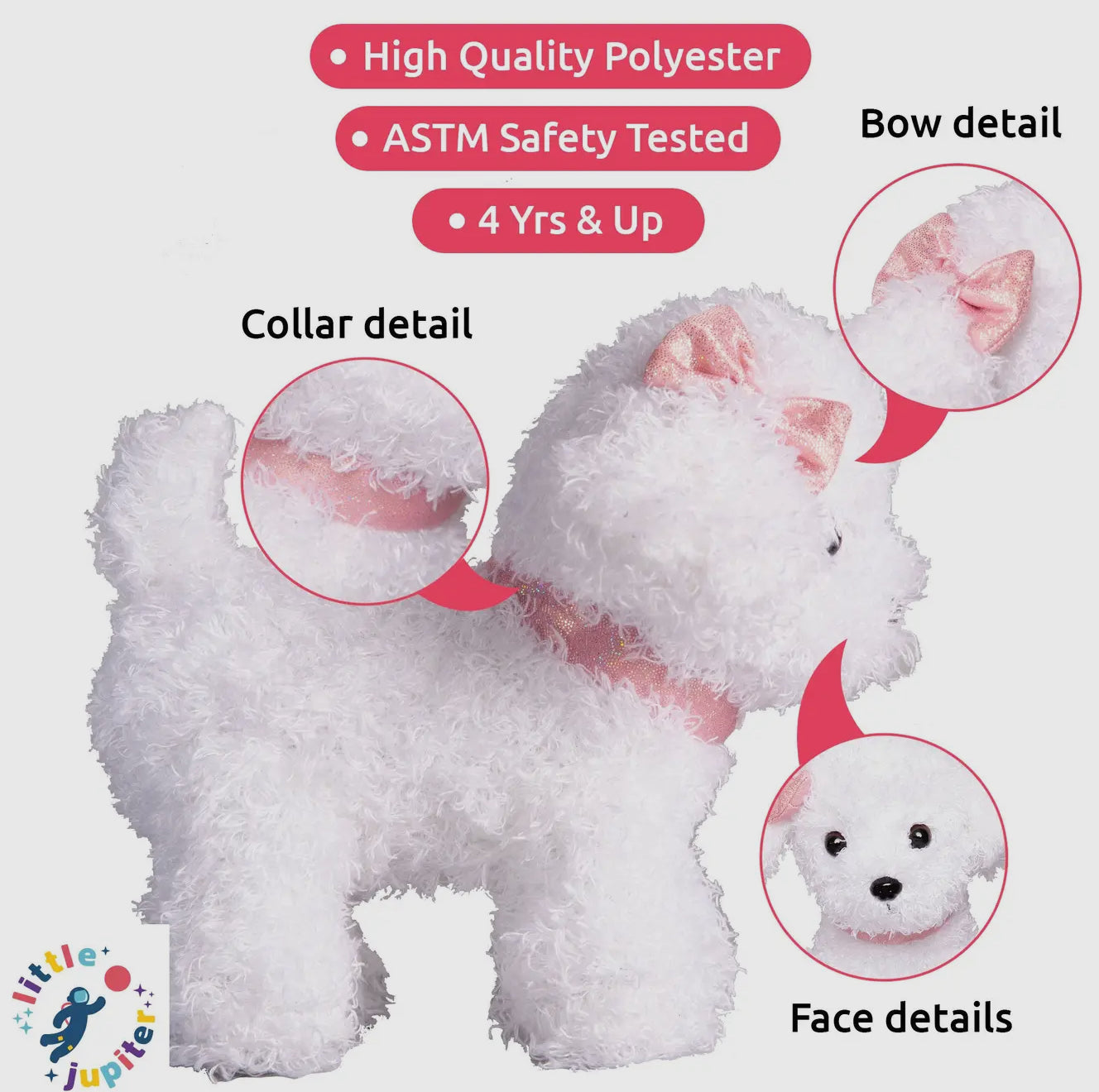 Little Juniper Pet Plush Set with Bag White Labradoodle Puppy