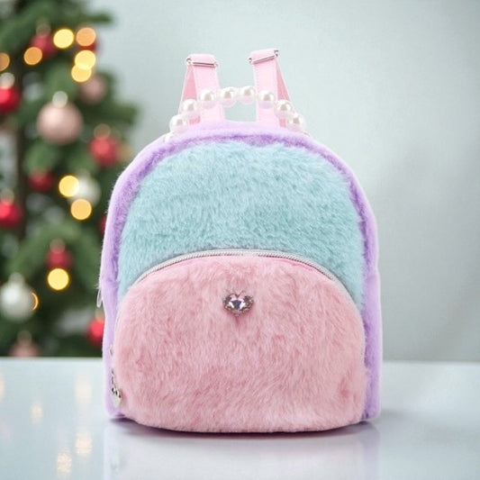 Plush Colorblocked Micro Mini Backpack
