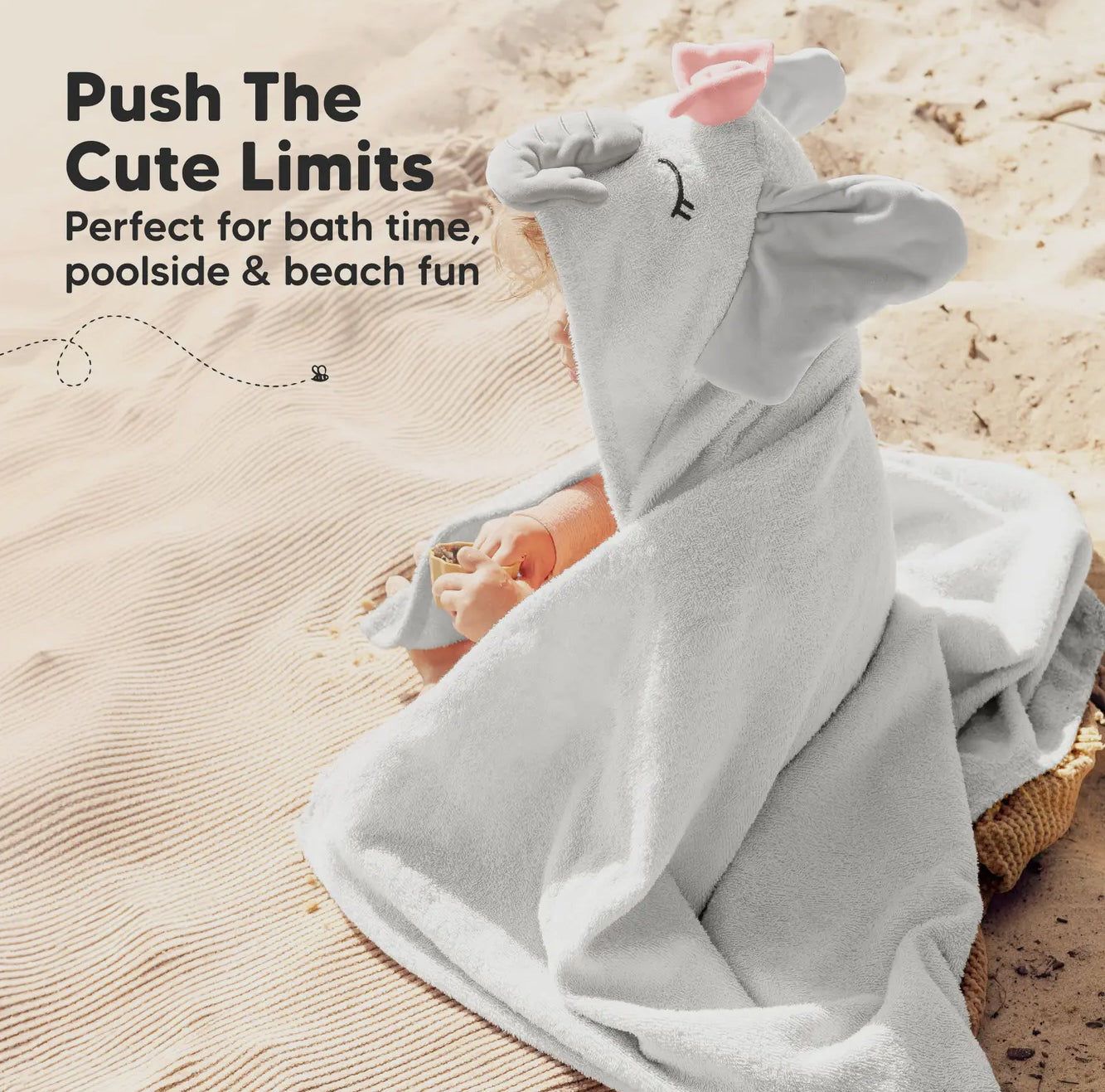 Playpals Hooded Towel for Newborn Girl Elephant