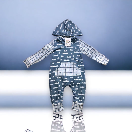 Gray Clouds Hooded Romper