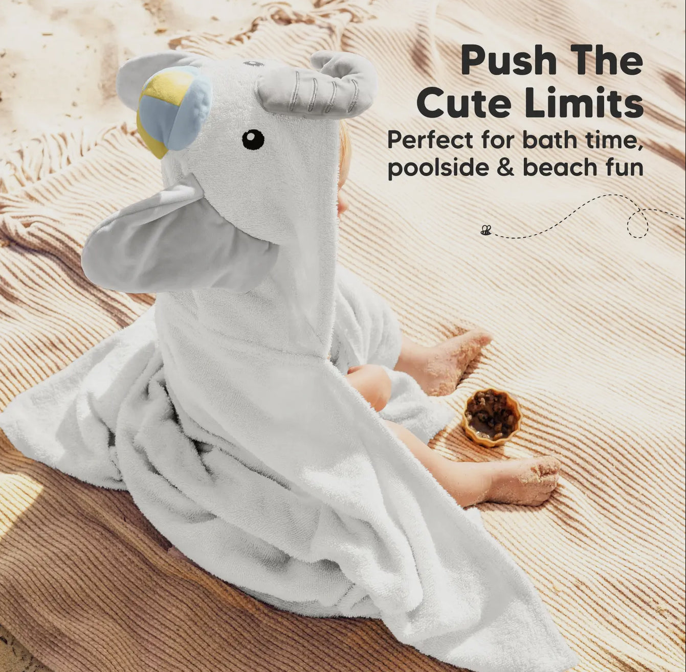 Playpals Hooded Towel for Newborn Boy Elephant