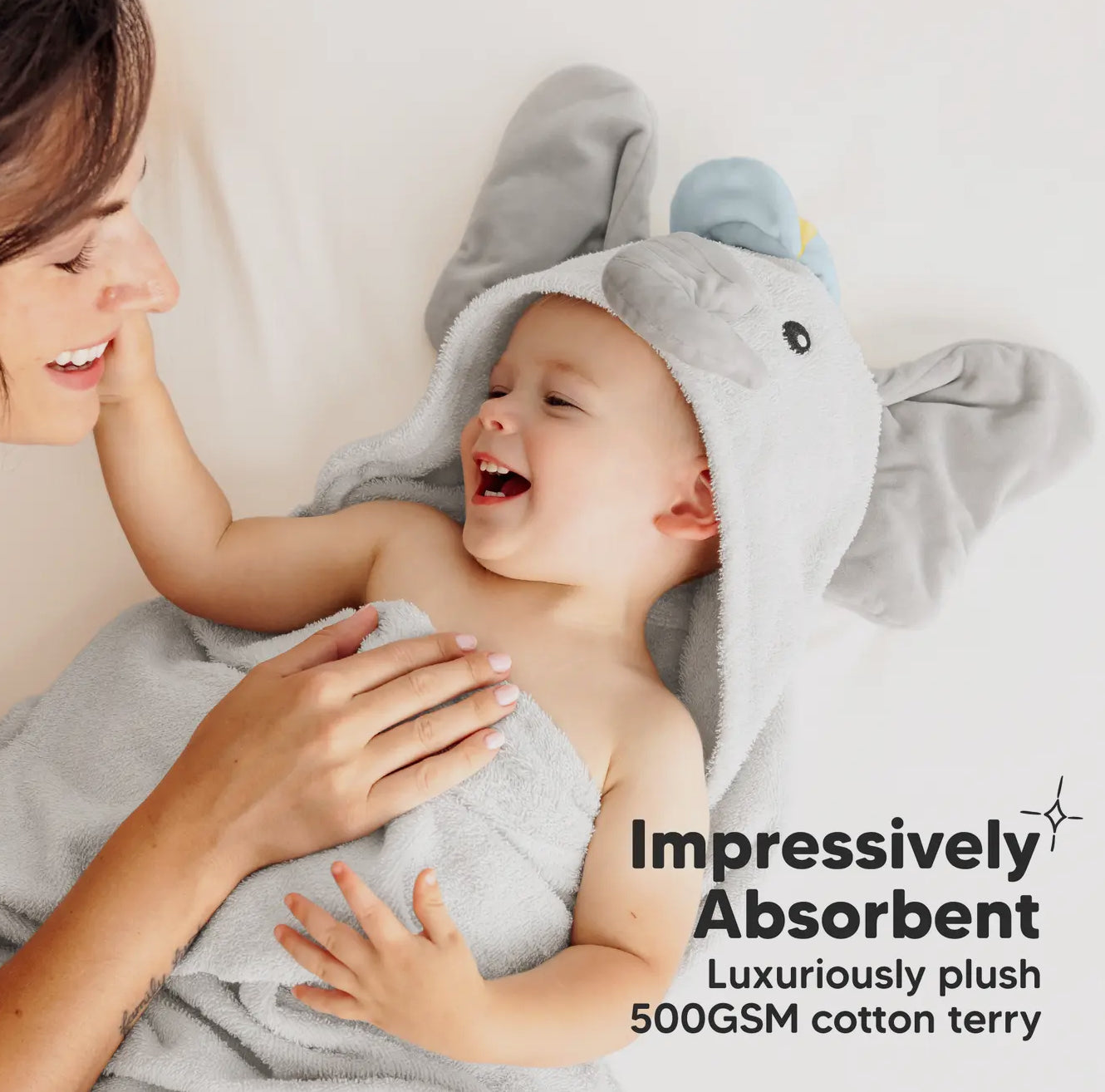 Playpals Hooded Towel for Newborn Boy Elephant
