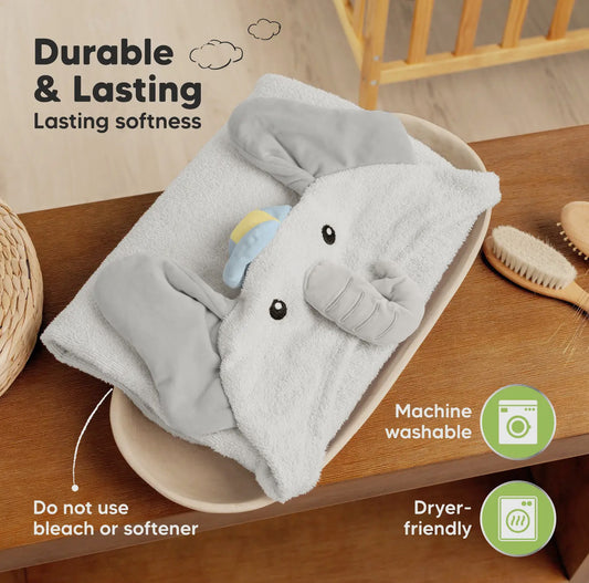 Playpals Hooded Towel for Newborn Boy Elephant