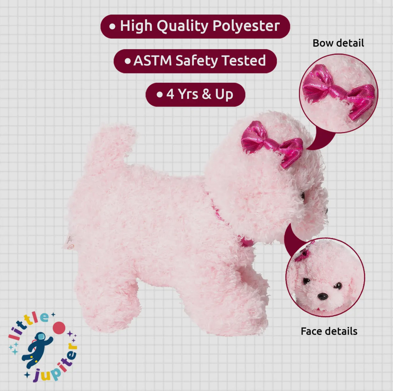Little Juniper Pet Plush Set with Bag Pink Labradoodle Puppy
