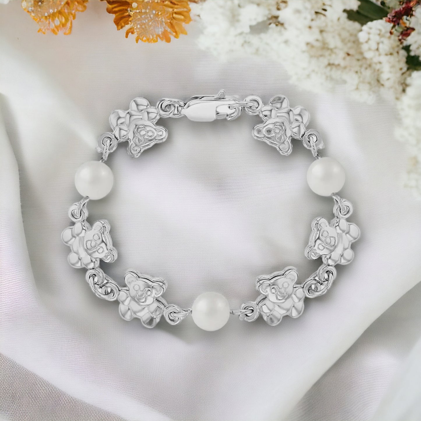 Baby Bear & Pearl Bracelet