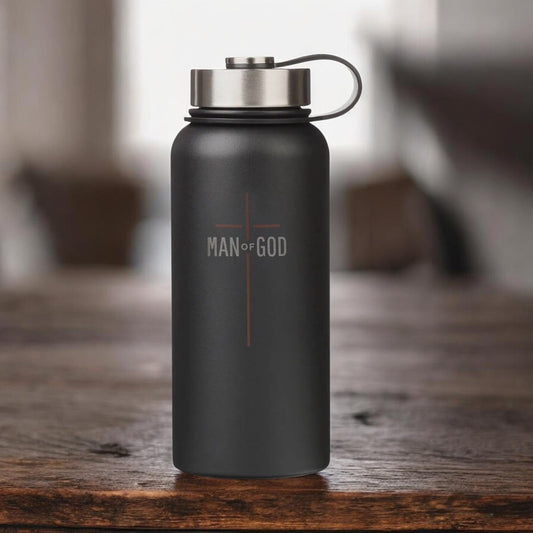 Man of God Stainless Steel Water Bottle - Black Matte
