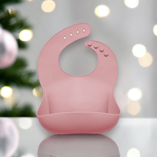 Silicone Roll Up Baby Bib (mauve)