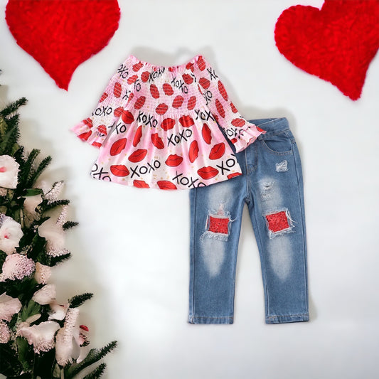 Hugs & Kisses Denim Set