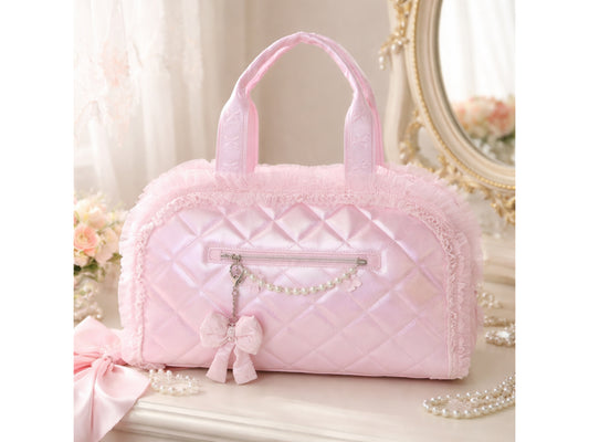 Quilted Holographic Medium Duffle Bag with Bag Charm
