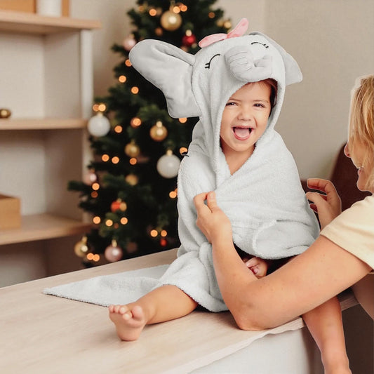 Playpals Hooded Towel for Newborn Girl Elephant