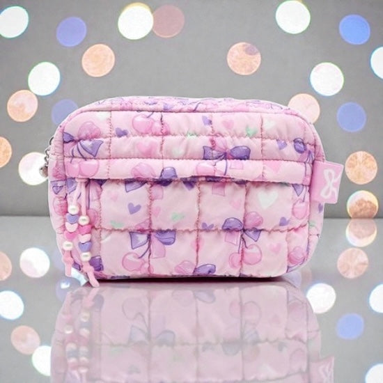 Quilted Scrunchies Cherry Bow Printed Pouch