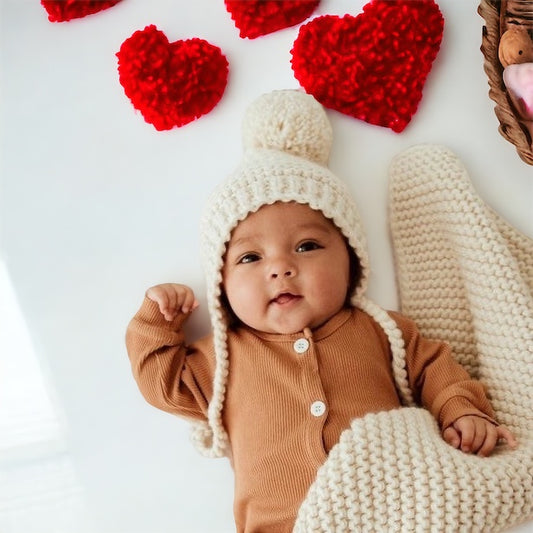 Knit Bonnet & Blanket Set Natural