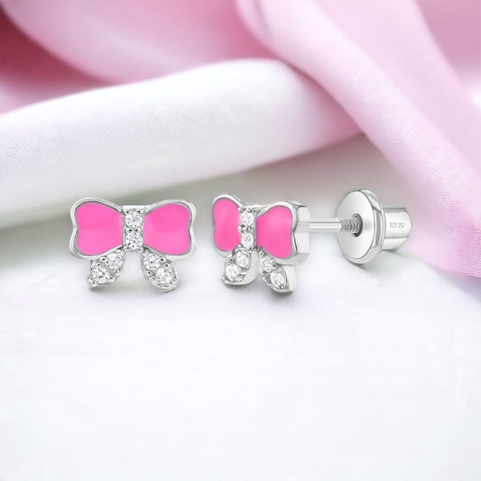 Sterling Silver Pretty in Pink Toddler Earrings