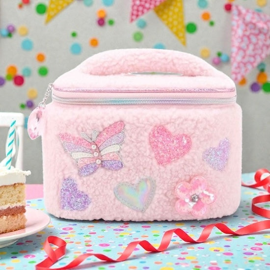 Butterfly, Heart & Daisy Patched Sherpa Glam Bag