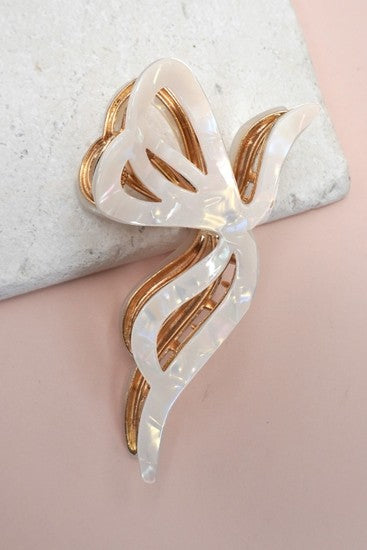 Premium PVC Toile Pattern Bow Hair Claw