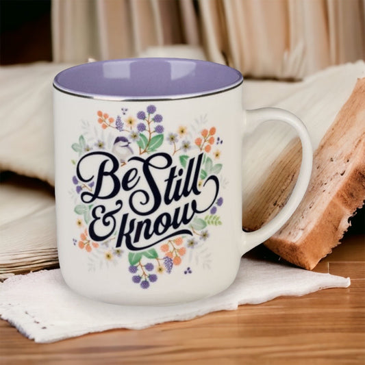 Be Still And Know Purple Ceramic Mug