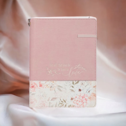 Done In Love Pink Floral Journal w/ Pen Holder