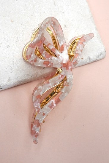 Premium PVC Toile Pattern Bow Hair Claw