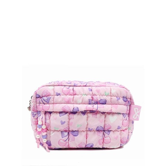Quilted Scrunchies Cherry Bow Printed Pouch