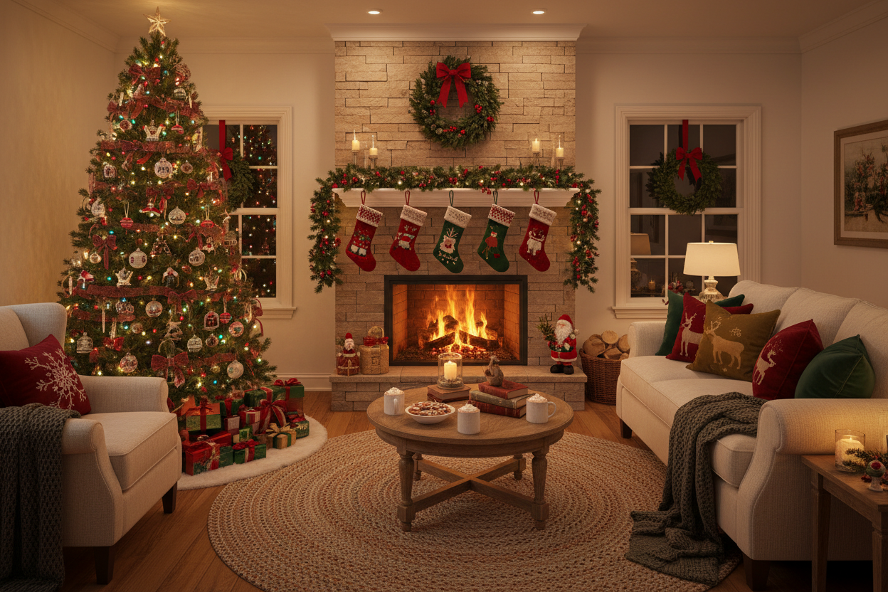 cozy christmas living room