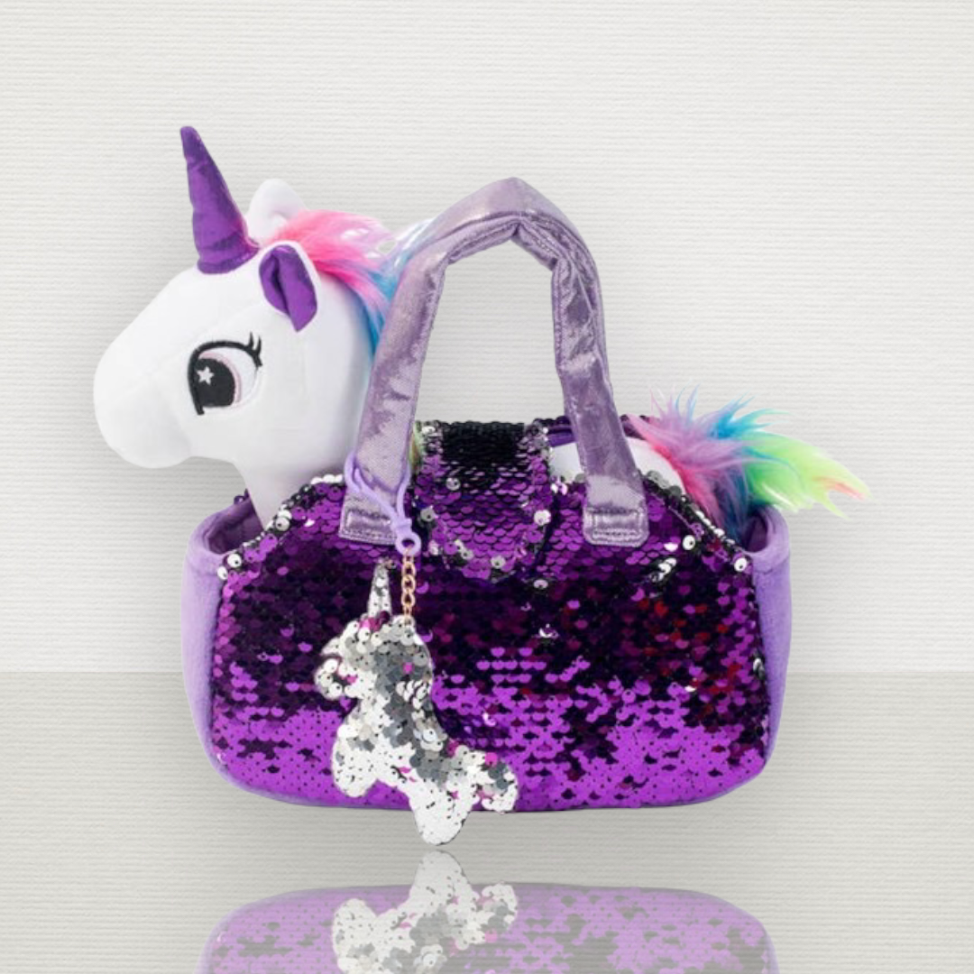 Pet Plushie White/Purple Unicorn Set