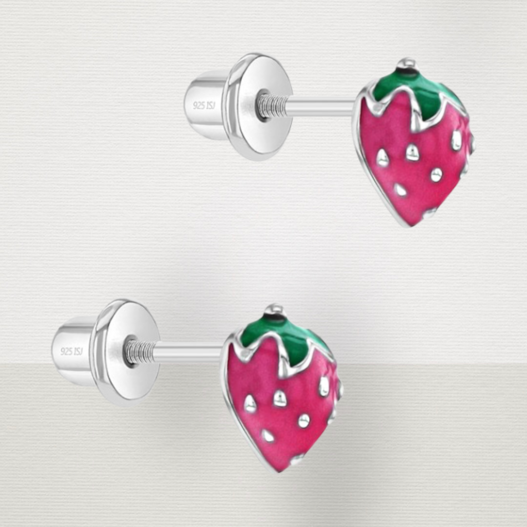 Summer Strawberry Toddler Earrings
