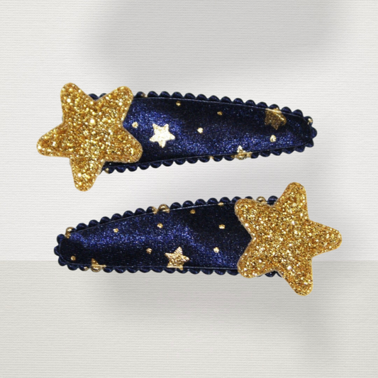 Satin & Glitter Stars Hair Snaps