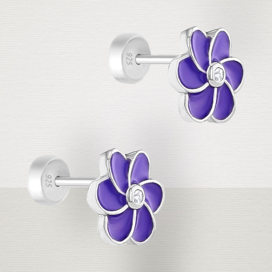 Purple Daisy Toddler Earrings