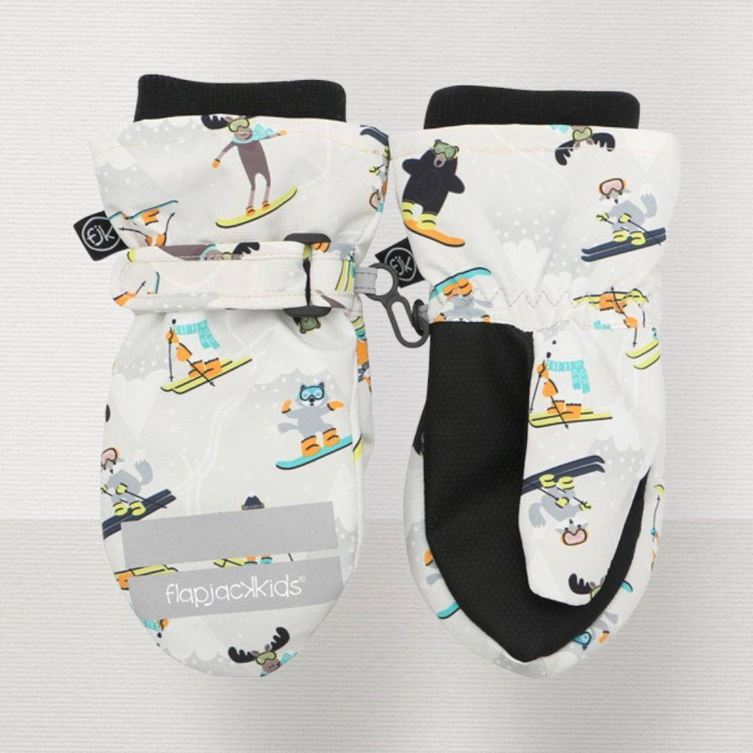Water Repellent Ski Mittens Ski Resort Gray