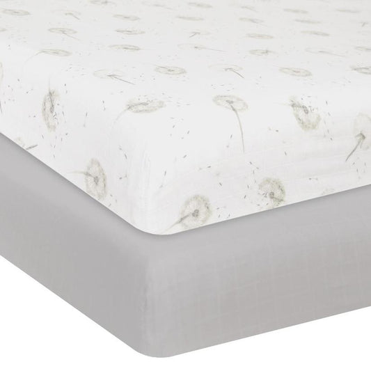 Organic Muslin 2pk Crib Fitted Sheets (dandelion)