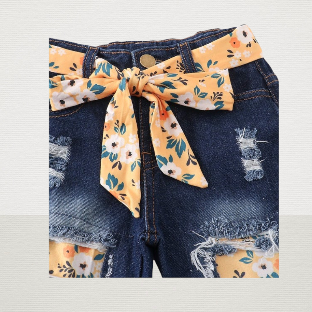Mustard Floral Denim Set