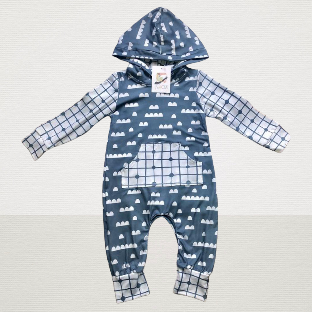 Gray Clouds Hooded Romper