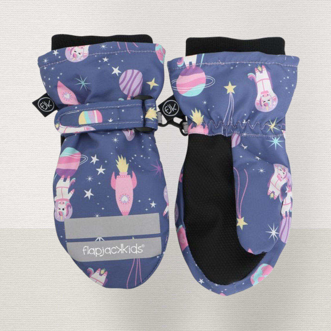 Water Repellant Ski Mittens Unicorn Indigo