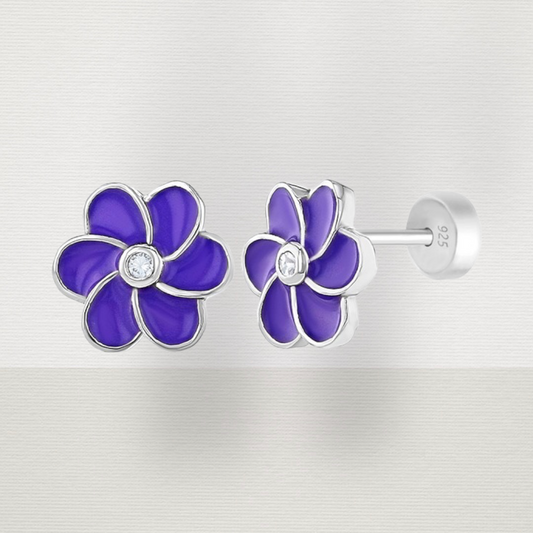 Purple Daisy Toddler Earrings