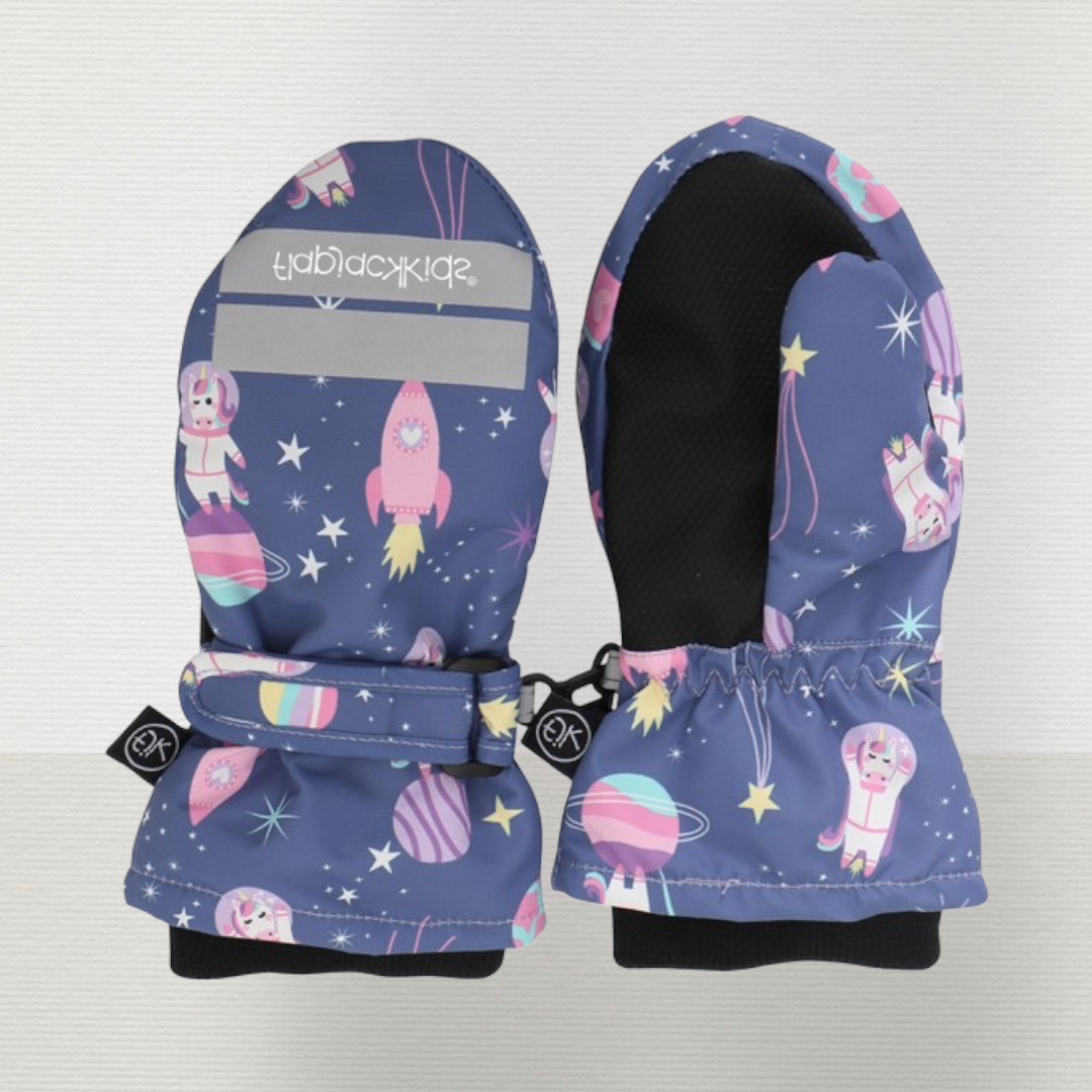 Water Repellant Ski Mittens Unicorn Indigo