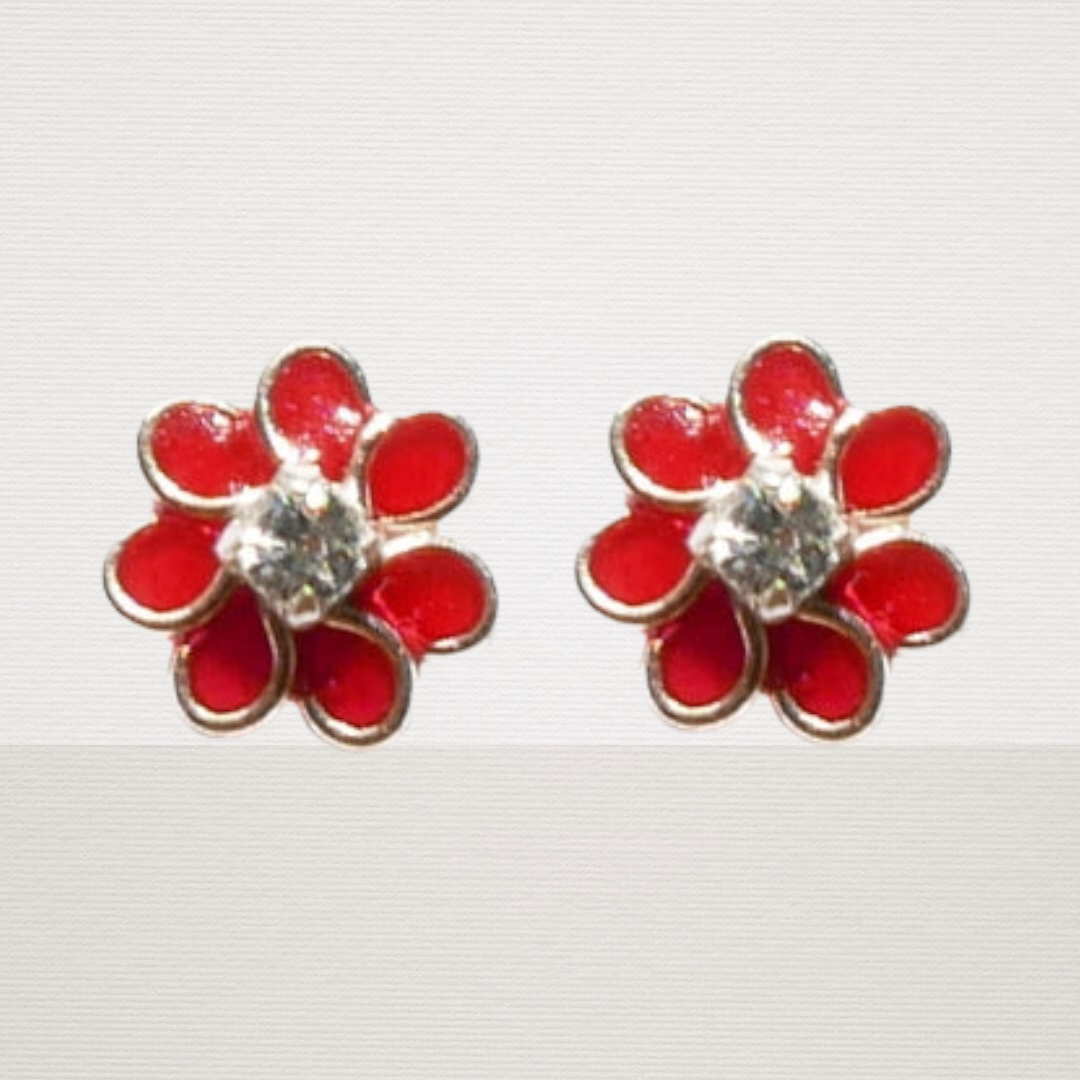 Red Daisy Diamanté Earrings
