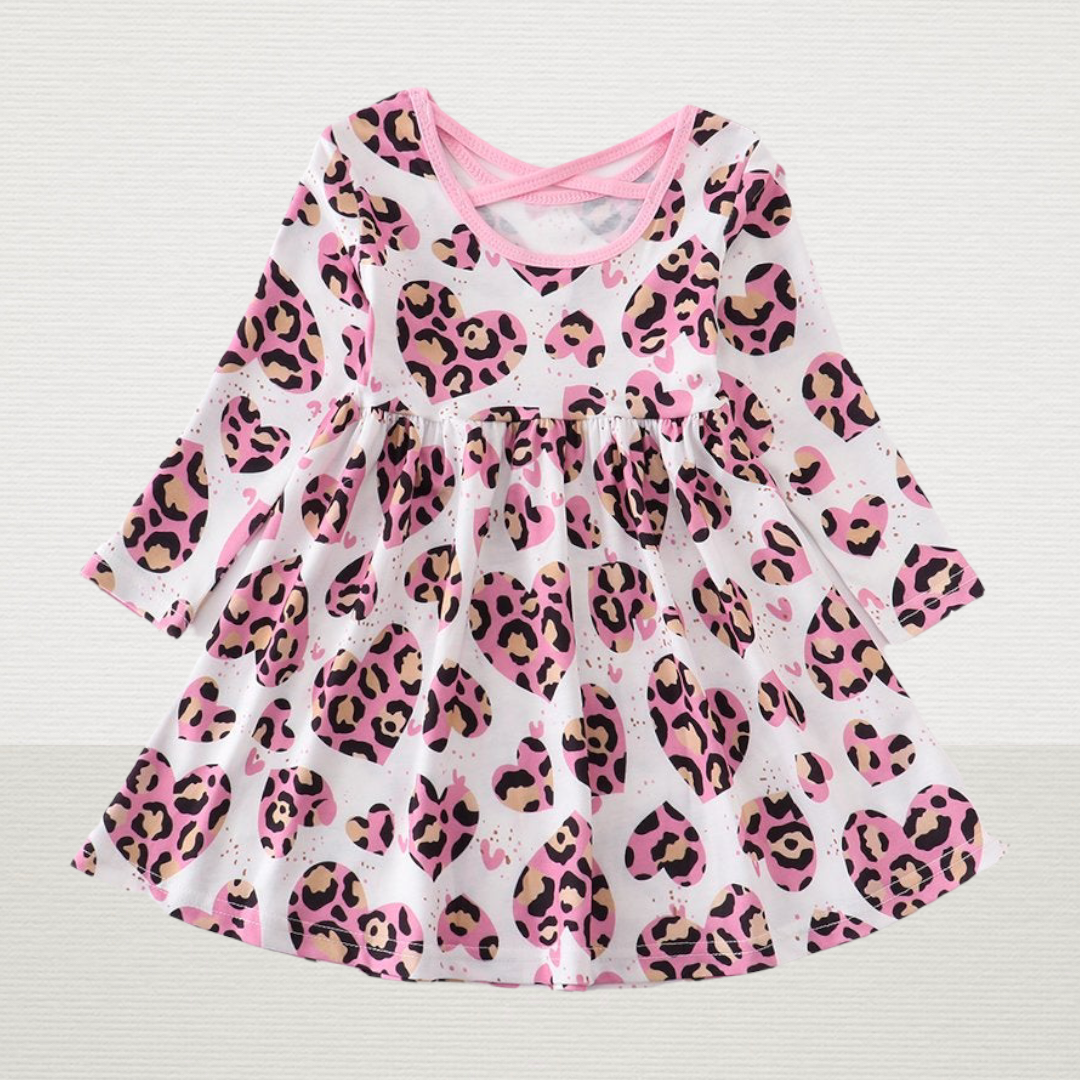 Leopard Hearts Twirl Dress