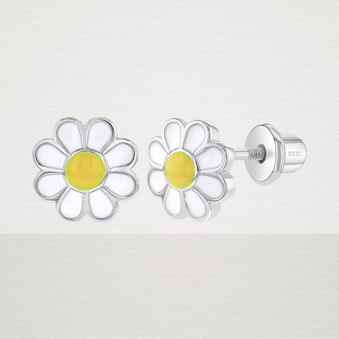Enamel Daisy Flower Earrings
