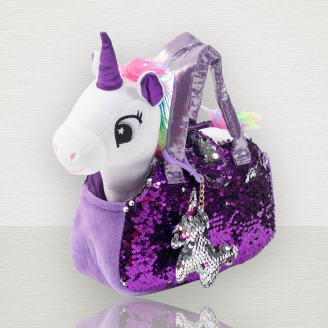 Pet Plushie White/Purple Unicorn Set