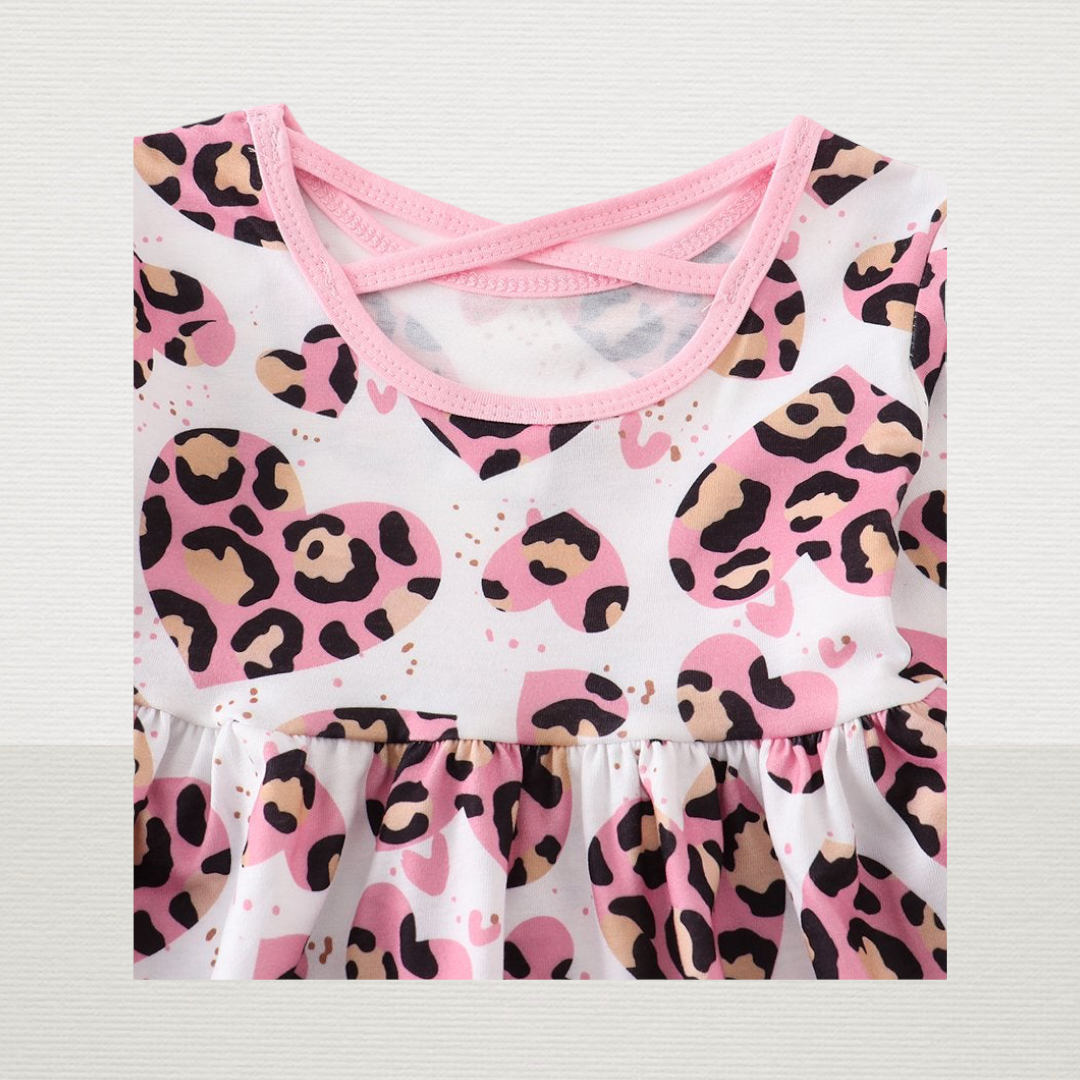 Leopard Hearts Twirl Dress