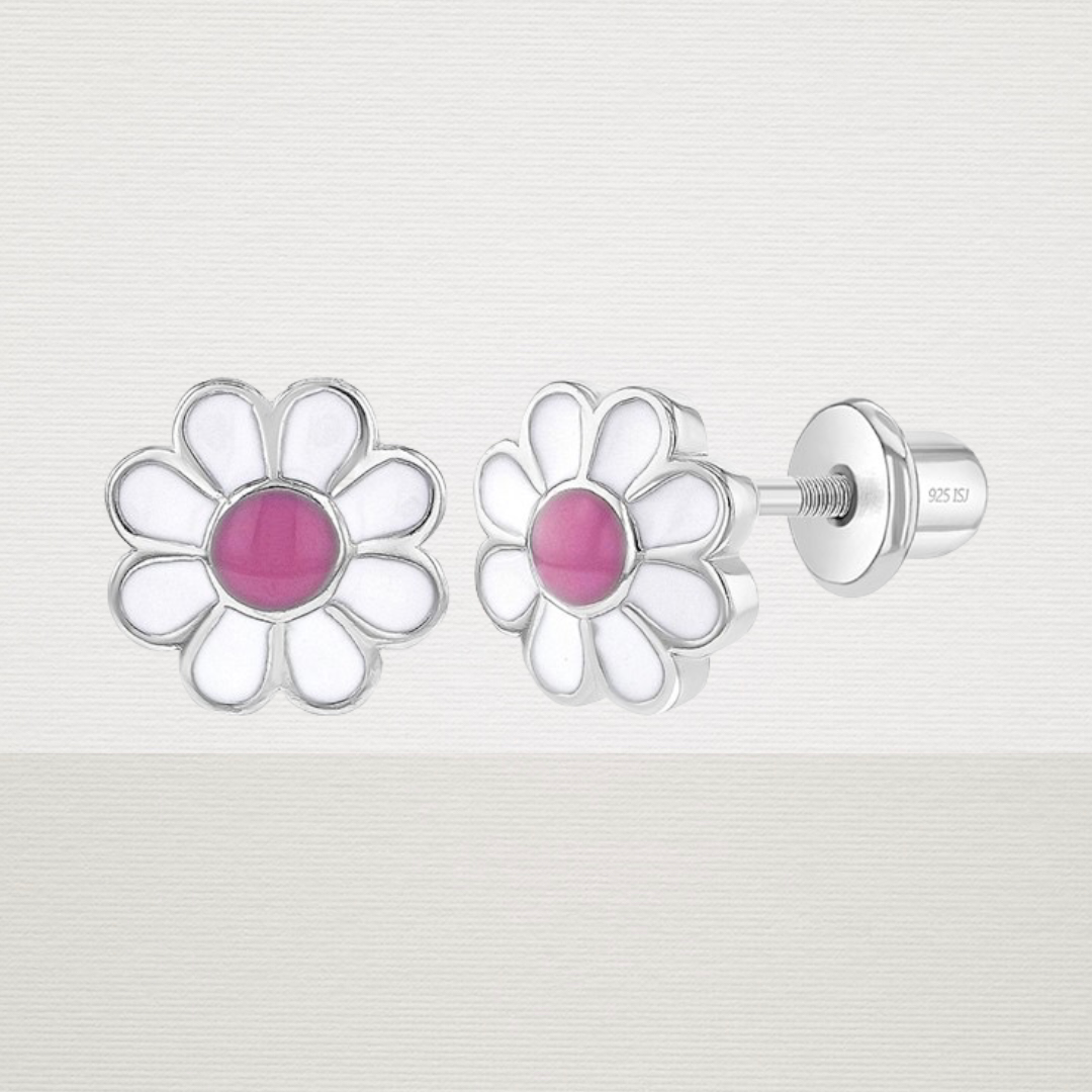 Enamel Daisy Flower Earrings