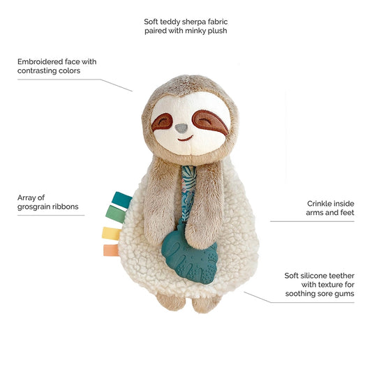 Itzy Lovey Sloth Plush with Teether