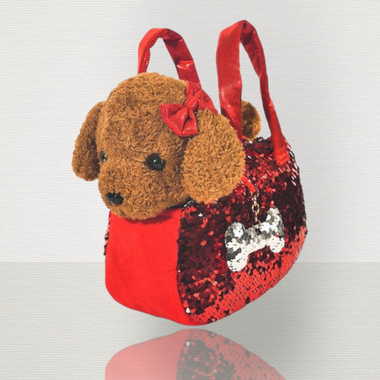 Little Juniper Pet Plush Set with Bag Brown Labradoodle Puppy